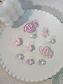 10pcs Cute Resin Pink Fish, Heart, Seashell, Starfish Ocean Elements Shoe Charms, Suitable For Garden Shoes, Sandals, Clogs, Great For Vacation, Gifts