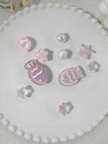 10pcs Cute Resin Pink Fish, Heart, Seashell, Starfish Ocean Elements Shoe Charms, Suitable For Garden Shoes, Sandals, Clogs, Great For Vacation, Gifts