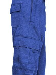 Men's Cargo Sweatpants Casual Fleece Joggers Loose Fit Open Bottom Athletic Pants Men With Pockets - 皇家藍 - 查看 3