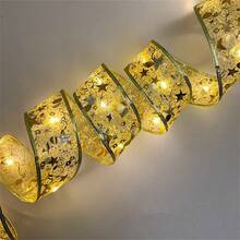 2/5/10m Gold/Silver Christmas Ribbon Fairy String Lights, 20/50/100 LED Wreath Lights, Battery Powered Ribbon Bow Lights For Home Decor Living Room Halloween Christmas Wedding Decoration, Perfect Gift For Party Birthday Christmas, Novelty Christmas Tree Decor, Home Kitchen Room Living Room Decor Lights, Batteries Not Included, DIY Decor Lights, Patio Garden Decor Lights, Indoor Lights Christmas Decoration XMAS Decor Christmas Tree Gift Decor Thanksgiving Wedding Home Decor Home Decor Fall Decor Autumn Decor Birthday Decorations For Gifts Party Supplies Indoor Outdoor Garden Holiday Festival Decor Halloween Decor Wall Decor Halloween Ornaments
