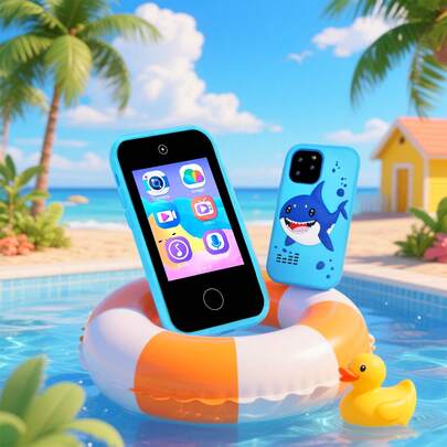 儿童智能手机，适合女孩，是送给幼儿的节日和生日礼物，适合3-6岁儿童，配备触摸屏、双摄像头、学习、音乐播放器、游戏等功能，是旅行玩具和学前教育玩具。