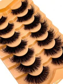 7 Pairs 25mm 9D Thick Mink Eyelashes, Curl DD Faux Mink Lashes Fluffy Cat Eye Dramatic Lashes, Reusable Dense Mink Look Extension Eyelashes - 濃密款 - 查看 5