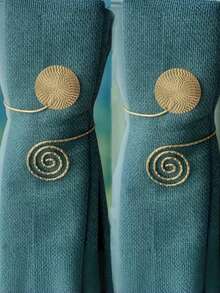 1pc/2pcs Metal Curtain Tie Backs, Suitable For Living Room & Bedroom Decor, With Curtain Clips, Home Decoration - Gold - View 12