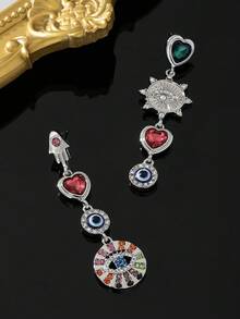 1 par de pendientes elegantes de latón con diseño geométrico vintage, apropiados para uso diario