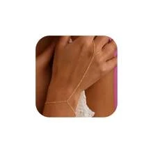 1pc Minimalist Fashion Metal Bead Chain Knuckle Ring (Hand-Cut Chain To Suitable Length, Random Bead Quantity) - Gold - View 3