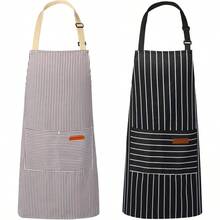 Cotton Linen Aprons With Pockets For Baking Funny Printed Aprons For BBQ Parties 2 Pack Kitchen Aprons Apron For Cooking With 2 Pockets Unisex Adjustable Neck Strap Chef Aprons For Men Women Insulated Aprons For Hot Food Handling - Đen và nâu - Xem 1