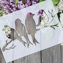 1 件 A4 尺寸鸟类图案模板，现代动物和植物设计，可重复使用，其他塑料材料，适用于木材、织物、纸张、墙壁、帆布和地板上的 DIY 工艺品 - 白色 - 查看 4