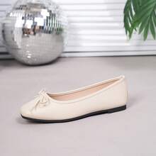 New Elegant Lightweight Women's Flats, Solid Color Preppy School Style Bowknot Mary Jane Shoes, Suitable For Office Wear In Spring, Summer And Autumn
