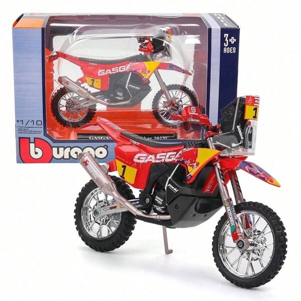 Burago Bburago 1:18 Motorrad GASGAS RX450F (Rallye Dakar 2023) #1 Simulationsmodell Motorrad Sammlung Tischdekoration Geschenk zum Geburtstag oder Weihnachten für Männer