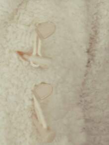 女式仿皮草翻领口袋厚夹克 - 白色 - 查看 4