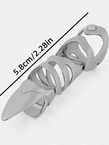 1/3pcs Fashionable Long Rings, Punk Armor Knuckle Rings With Inlaid Pearl Sharp Claw Finger Jewelry - Multicolor - View 3