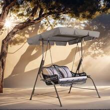 77"X43" Patio Outdoor Garden Swing 300D Canopy Replacement Porch Top Cover Seat (Only Canopy) - 灰色 - 查看 1