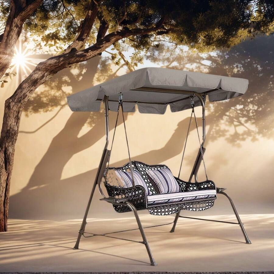 77"X43" Patio Outdoor Garden Swing 300D Canopy Replacement Porch Top Cover Seat (Only Canopy) - 灰色 - 查看 1