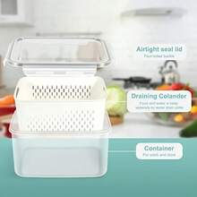 1set/3set Of Plastic Food Storage Containers, Suitable For Refrigerator, Multi-Functional Sealed Crisper Box, Fruits, Vegetables And Kitchen, Reusable, Home Decor, Party & Christmas Storage