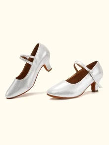 Women'S Character Dance Shoes, Suitable For A Variety Of Dance Styles Of Female Professional Dance Shoes, Wedding Ankle Strap High Heels, Latin Dance Shoes, Jazz Dance Shoes - Silver - View 5
