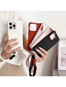 Imitation Of Liquid Wireless Charging Mobile Phone Case With Lanyard For Compatible With IPhone 16 16Plus 16Pro 16Pro Max 15 15Plus 15Pro 15Pro Max /14/14Pro Max/14 Plus/14Pro/13/12/11 This Is A Mobile Phone Case With Wireless Charging Function And A Soft Feel With Lanyard That Is Perfect For Men And Women To Wear Outdoor Sports - Pink - View 5