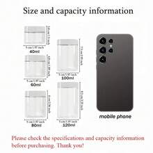 9 piezas de botellas de almacenamiento de plástico de 5 cm de diámetro con tapas, frascos de pintura, envases de crema/máscara, botellas de crema para ojos/crema facial, botellas de muestra transparentes de boca ancha de PET, botellas recargables para cosméticos