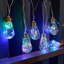 1pc 8 Modes Solar Powered Vintage Hemp Rope String Lights, Patio Garden Camping Decor, 4M 10LED Or 6M 16LED - Warm Light - View 7