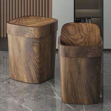 复古仿木纹垃圾桶，适用于家庭、卧室、客厅、餐厅、酒店、商业、民宿、办公室 - 彩色 - 查看 2