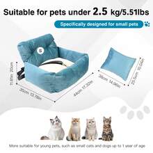 HAZOOWILL Hazowill 小型犬户外旅行汽车增高座椅、汽车旅行座椅、狗床、猫床、宠物垫、可拆卸保暖枕头、二合一狗屋,适用于贵宾犬、吉娃娃、比熊犬 - 彩色 - 查看 25