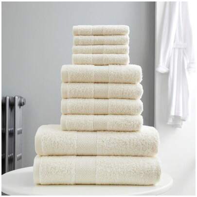  VELVETIO Ultra Soft Toronto Towel Bale Set 10pc 100% Egyptian Cotton Lightweight Easy Care Highly Water Absorbent Towels