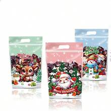 100pcs Christmas Gift Bags, Plastic Stand-Up Pouches, Mixed Color Festive Packaging, With Santa, Reindeer & Snowman Designs, For Holiday Presents, Snacks, And Party Favors, Suitable For Christmas, New Year, And Thanksgiving(10/50/100pcs)