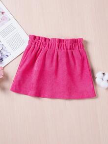 1 pieza Minifalda de unicolor con moño para niñas, estilo dulce, primavera/otoño