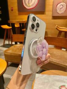 Cute Fruit Pattern Magnetic Phone Stand, Peach, Strawberry, Grape Phone Back Holder, Multi-Function Stand Compatible With IPhone, Android Phone, Gift For Birthday, Family, Friends Push-Pull Phone Grip Phone Holder Phone Accessories - Multicolor - View 5