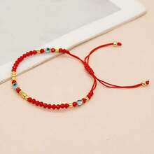 1 Piece Devil's Eye Artificial Crystal Beads Bracelet, Hand Woven, Adjustable Size, Exorcism, Friendship And Good Luck Jewelry, Ideal Gift For Friends And Family