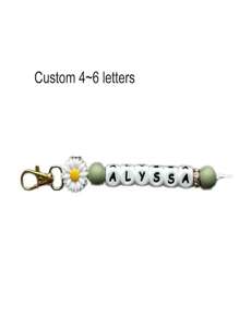 1 pieza Llavero de silicona con margarita personalizada, hebilla con nombre personalizado, regalo conmemorativo, regalo de Año Nuevo (personalizable de 1 a 3/4 a 6/7 a 9/10 a 12 caracteres)