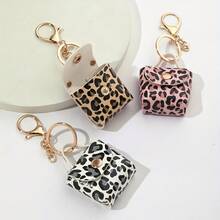 1 Piece Leopard Print PU Leather Keychain, Rectangular With Lobster Clasp, Decorative Sports Theme Family Keychain, Ideal Gift For Mother's Day