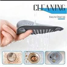 毛发排水收集器，淋浴方形排水盖，带吸盘的硅胶毛发塞，易于安装，适用于浴室、浴缸和厨房。 - 黑色 - 查看 3