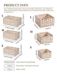 1pc Handwoven Storage Basket, Multipurpose Desktop Organizer Box, Living Room Storage Bin, Can Store Snacks, Toys, Keys And Small Items, Bohemian Geometric Woven Basket, Wooden Rattan Planter Stand, Mixed Natural Rope Decor, Creates Coastal Ambiance. - square - View 4