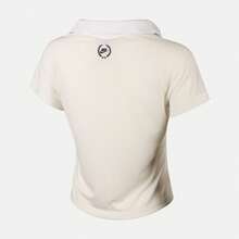 Camiseta de manga corta con cuello de polo de punto para mujer AS W NSW RETRO POLO SPDPOLO, TIH8503-133 - Beis - Ver 2