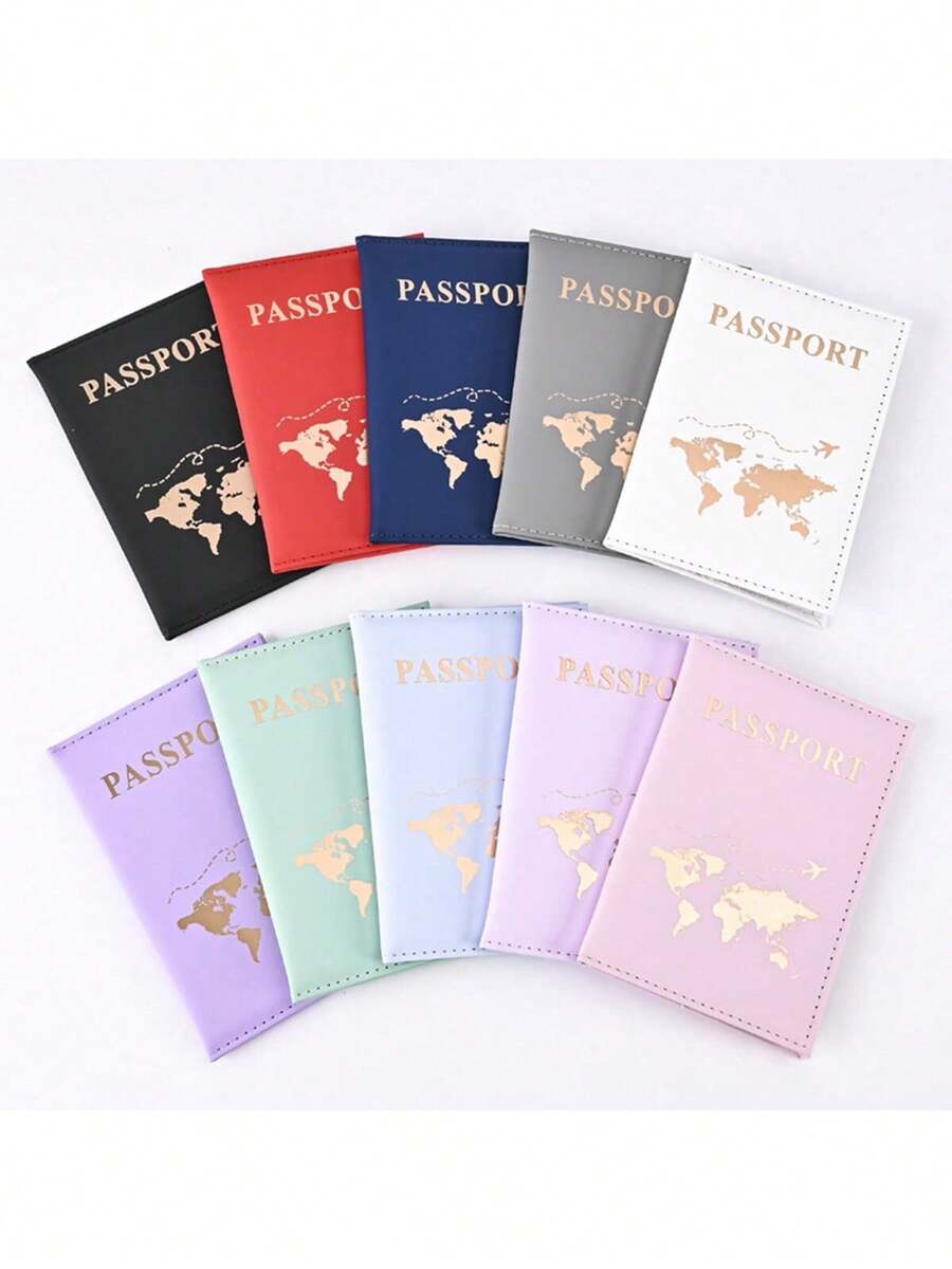 PU Map Passport Book, Passport Protection Case, Ticket Holder, Travel Document Storage Folder,PU Leather Passport Cover, Travel Wallet Case Organiser For Passport, Ticket, Boarding Pass, Business Card, Credit Card - Multicolor - View 1