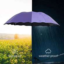 Paraguas plegable mágico con patrón de agua de lluvia sombrilla a prueba de viento deportes al aire libre protección UV paraguas mujer - Azul - Ver 3
