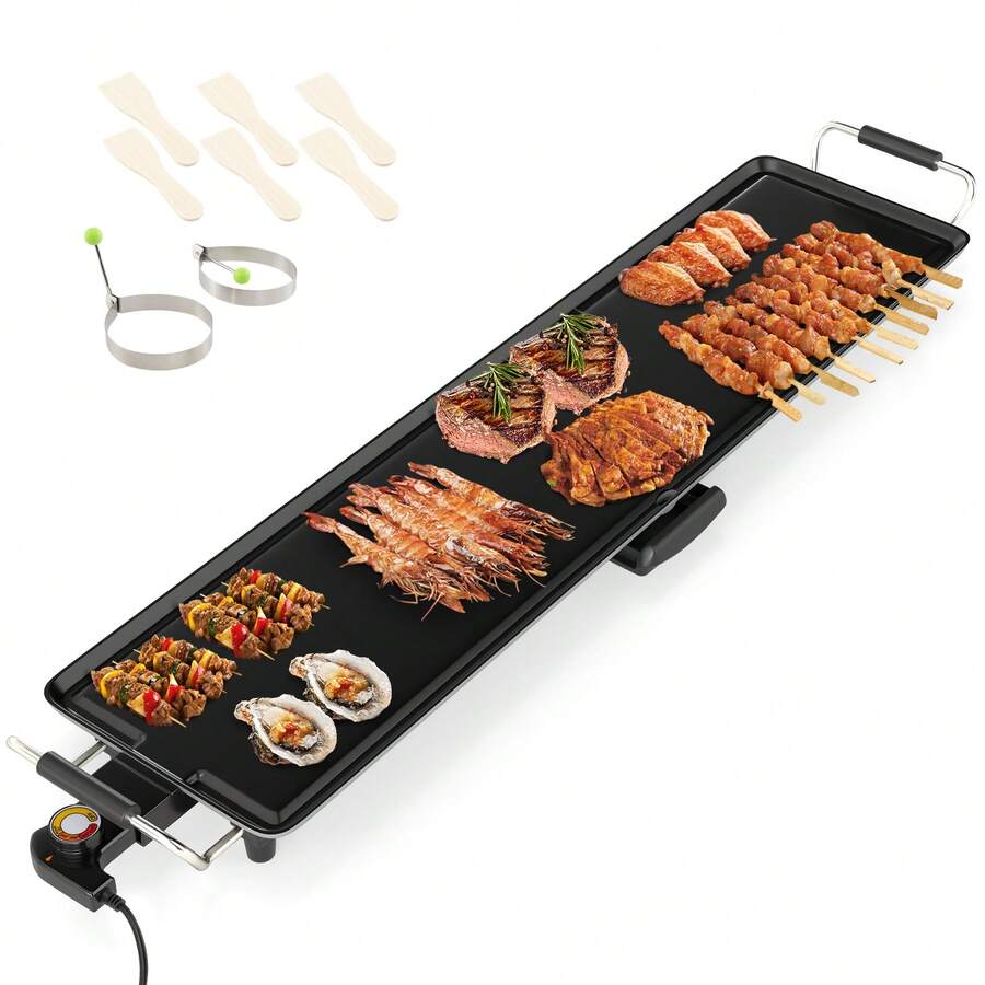 35'' Extra Large Electric Griddle W/ Adjustable Temperature Thermostats Drip Tray - Xem 1