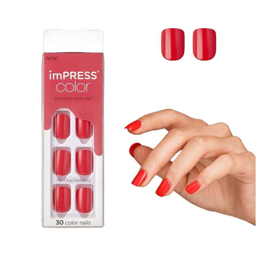 Kiss imPRESS Graytitude Blue Short Size Squoval Manicure Stick Sin Pegamento + 30 Almohadillas de Preparación de Uñas Instrucciones 1 x Manicure Stick 1 x 1 - Rojo - Ver 1