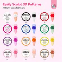 SAVILAND 3D Nail Gel Set: 12 Colors Non-Sticky Soak Off 3D Sculpting Gel For Nail Art Painting Drawing Hand Carving Molding With Sculpture Pen For 3D Nail Art Design Home Salon Manicure DIY - 彩色 - 查看 4
