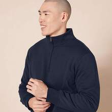Men's Long-Sleeve Quarter-Zip Pullover Fleece Sweatshirt, Style - 海軍 - 查看 3