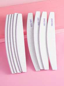 25/10/3支装指甲锉，100/180/240目砂纸双面指甲锉，美甲用品，适用于天然指甲，专业可重复使用，修甲修脚，弧形 - 灰色 - 查看 9