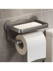 Plastic Bathroom Toilet Paper Towel Tissue Box, Wall Mounted Dispenser Holder & Mobile Phone Storage Rack, Black/White/Gray Adhesive Carbon Steel Paper Holder With Shelf, Wall Hanging Bathroom Tissue Dispenser, No Drilling Required Toilet Paper Holder,Stainless Steel Paper Towels Holder,Adhesive Roll Paper Stand,Toilet Paper Dispenser, Bathroom Accessories, Room Decor