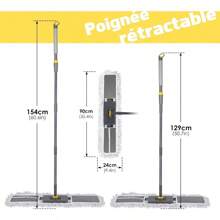 Large Flat Mop, Cleaning Mop With Telescopic Handle, Professional Industrial Mop With 3 Microfiber Pads For Dry And Wet Use, 80 X 11 X 154 Cm - Mopa de Microfibra - 查看 2