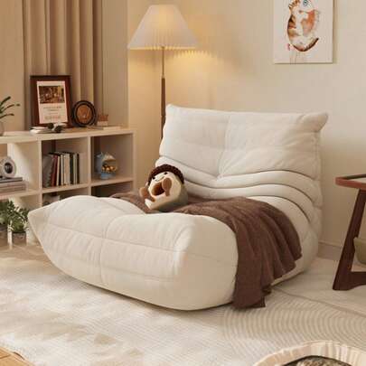 FXLTSBL Lounge Sofa For Small Spaces, Floor Sofa Lazy Sofa With Memory Foam, Cloud Couch Made Of Faux Suede - Small Sofa For Bedroom And Living Room, White