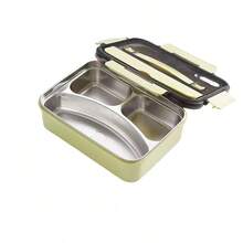 1 buah Kotak Bekal Stainless Steel, 1 buah Kotak Bekal Anti Bocor Stainless Steel 304 Tahan Lama, Kotak Bento 3 Kompartemen, Dilengkapi dengan Peralatan Makan Stainless Steel, Mudah Dibersihkan, Ideal untuk Sekolah dan Kerja - MultiWarna - View 25