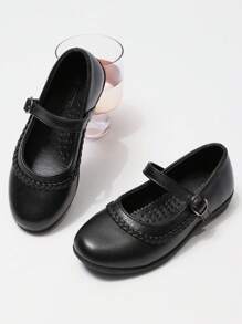 1双青少年/青年PU皮革简约时尚休闲可爱平底鞋