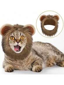 新款可爱有趣的宠物服装，可爱猫狮鬃毛头饰帽，化装舞会服装，带耳朵的狗帽，化装舞会用品，万圣节头饰 - 彩色 - 查看 1