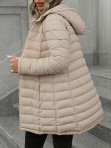 Risissida Women's Mid-Length Hooded Jacket, Double-Sided Design, Suitable For Daily Wear And Commuting, Comfortable For Autumn/Winter, With Pockets - Khaki - View 7