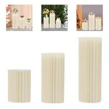 Set Of 3 White Flower Stands, Cardboard Construction With PVC Panels, Multi-Tiered Honeycomb Cylinder Decoration For Weddings, Event Background Indoor & Outdoor, Stable Table Centerpiece For Events - trắng - Xem 3