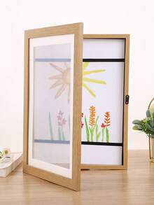 Moldura de exposição de arte magnética de madeira com abertura frontal, tamanho A4, 1 peça, design minimalista, retangular multicolorido, arte mutável, adequada para decoração de casa, exposição de arte infantil, decoração de sala de estar e quarto, pintura e exposição de fotos